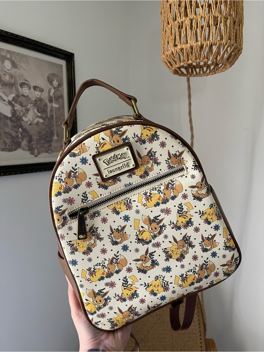 Loungefly Cream Eevee & Pikachu Pattern Mini Backpack